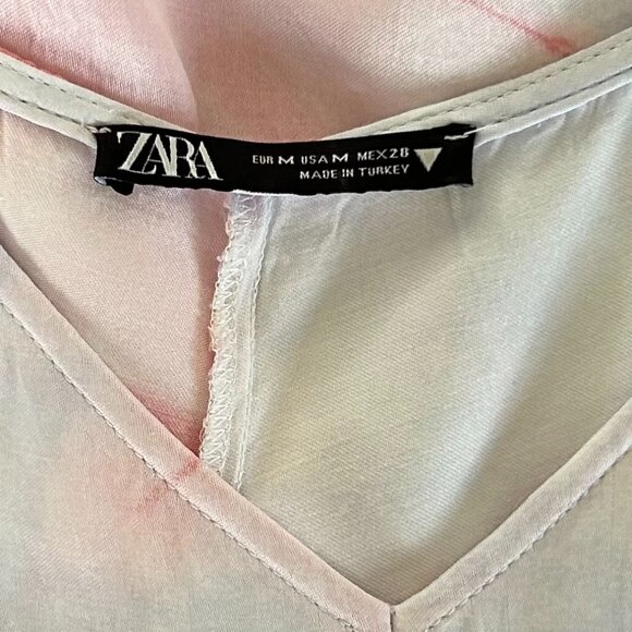 Zara Floral Maxi Dress Blue Pink Watercolor Viscose Resortwear Style Medium - Picture 7 of 8